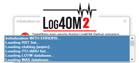 Startup error message