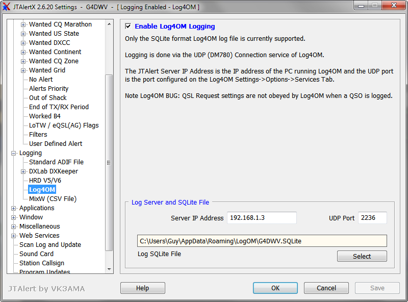 JTAlert logging settings.png
